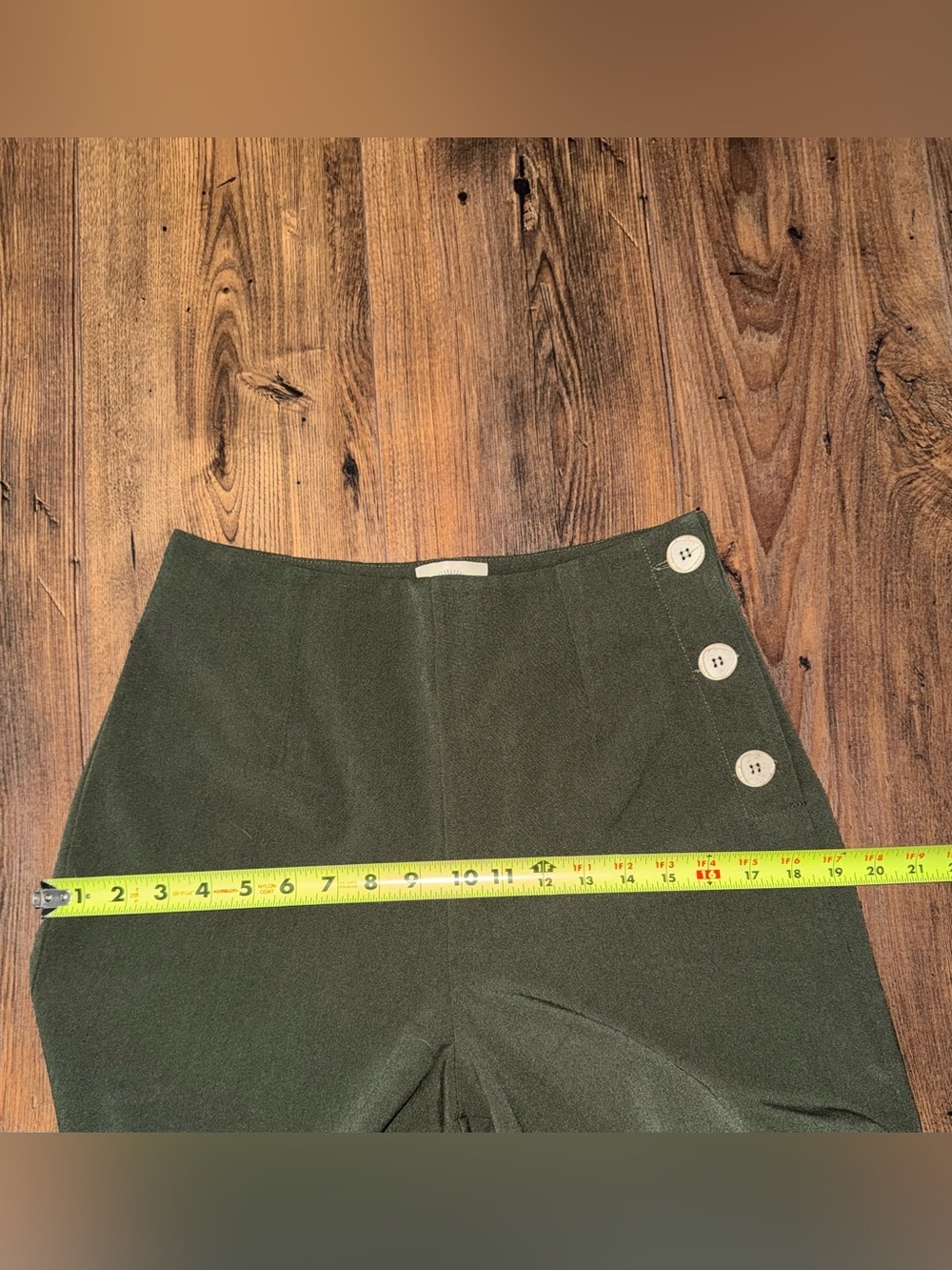 Pretty Retro Women’s Olive Green Sailor Wide Leg Pants Size UK 10 High Waisted - Picture 8 of 8